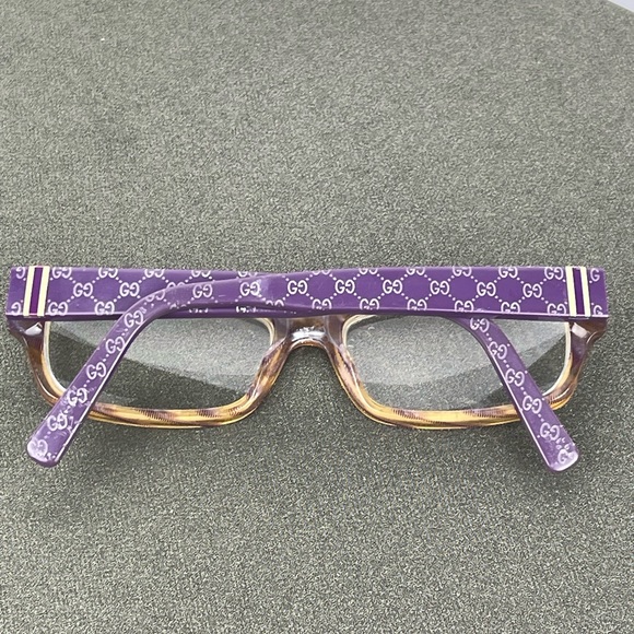 RARE FIND!! Vintage Gucci Eyeglasses GG Made in Italy Violet/Brown - Picture 2 of 12